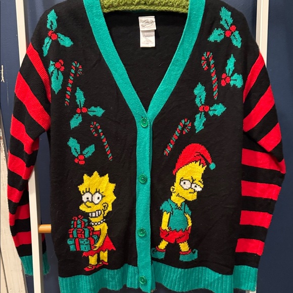 The Simpsons Black Cardigan with Festive Characters - Picture 1 of 3